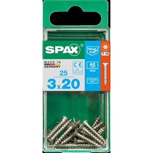 Spax Universele Schroef T-star Rvs Verzonken Kop Torx T10 - 3x20mm - 25 Stuks