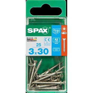Spax Universele Schroef T-star Rvs Verzonken Kop Torx T10 - 3x30mm - 25 Stuks