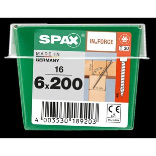 Spax Spaanplaatschroef In.force Wirox Cilinderkop Torx T30 - 6x200mm - 16 Stuks