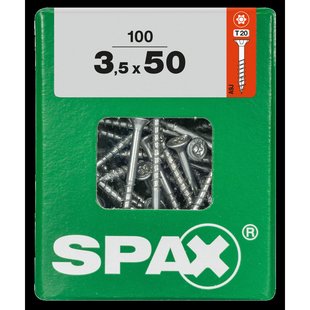 Spax Universele Schroef T-star Wirox Verzonken Kop Torx T20 - 3,5x50mm - 100 Stuks