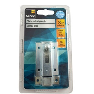 Sencys Deurgrendel Plat - Verzinkt Staal - 60 Mm