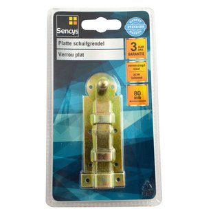 Sencys Schuifgrendel Plat - Vermessingd Staal - 80 Mm