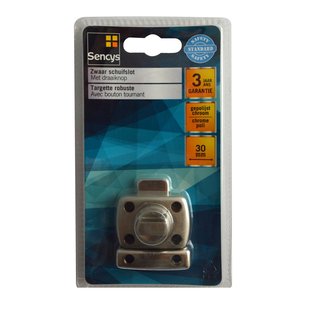 Sencys Schuifslot Met Draaiknop - Gepolijst Chroom - 30 Mm