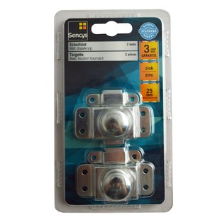 Sencys Schuifslot Met Draaiknop - Zink - 25 Mm - 2 Stuks
