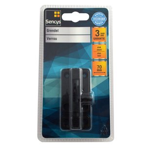 Sencys Deurgrendel - Verzinkt Staal Zwart - 70 Mm