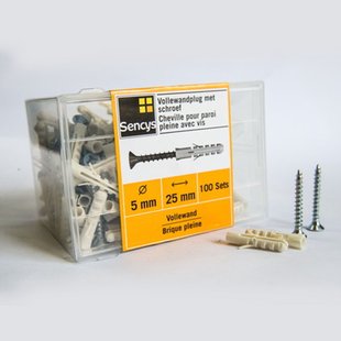 Sencys Vollewandplug Met Schroef Kunststof - Ø 5x25 Mm - 100 Stuks