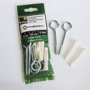 Sencys Universele Plug Met Schroefoog Kunststof - Diam. 8x50mm - 5 Stuks