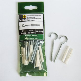 Sencys Universele Plug Met Schroefoog Kunststof - Diam. 6x40mm - 10 Stuks