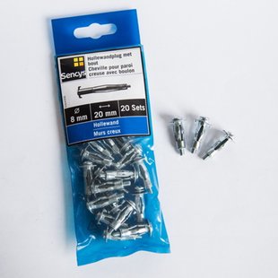 Sencys Hollewandplug Met Bout Staal - Diam. 8x20mm - 20 Stuks