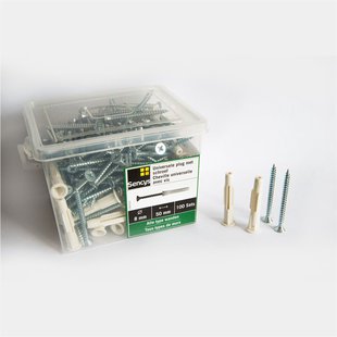 Sencys Universele Plug Met Schroef Kunststof - Diam. 8x50mm - 100 Stuks
