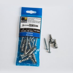 Sencys Zelfborende Gipsplaatplug Met Schroef, Zink - Ø13x32mm - 10 Stuks