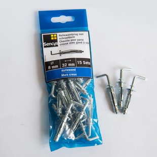 Sencys Hollewandplug Met Schroefduim Staal - Diam. 8x32mm - 15 Stuks