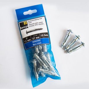 Sencys Hollewandplug Met Bout Staal - Diam. 11x37mm - 10 Stuks