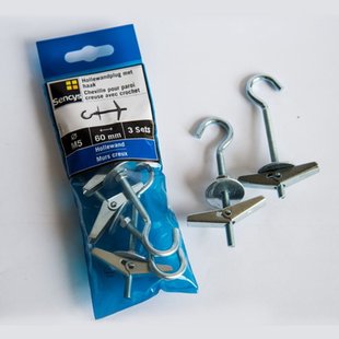 Sencys Hollewandplug Met Haak Staal - Diam. 5x60mm - 3 Stuks