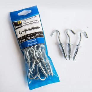 Sencys Hollewandplug Met Haak Staal - Ø 8x32mm - 15 Stuks