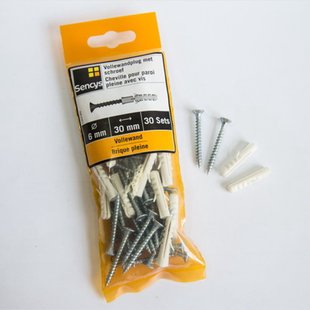 Sencys Vollewandplug Met Schroef Kunststof - Diameter 6x30 Mm - 30 Stuks