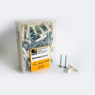 Sencys Vollewandplug Met Schroef Kunststof - Diam. 6x30mm - 150 Stuks