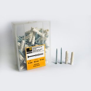 Sencys Vollewandplug Met Schroef Kunststof - Ø 8x40 Mm - 50 Stuks