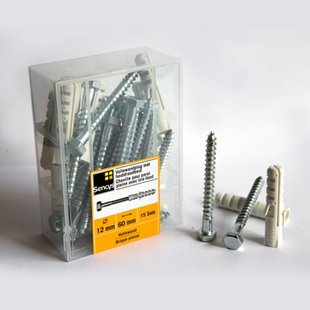 Sencys Vollewandplug Met Houtdraadbout Kunststof - Diam. 12x60mm - 15 Stuks
