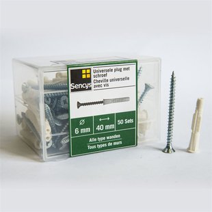 Sencys Universele Plug Kunststof - Diam. 6x40mm - 50 Stuks