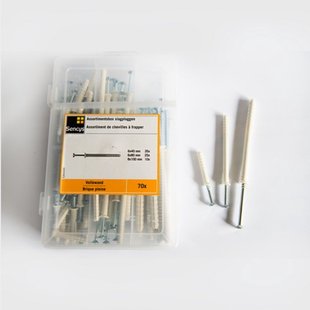 Sencys Slagplug Assortimentsdoos Kunststof - Diam. 6x40mm, 6x80mm, 8x100mm - 70 Stuks