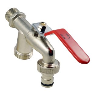 Sanivesk Tap Kogelkraan Dubbel Met Hendel En Slangkoppeling 1/2 Buitendraad Mat Chroom