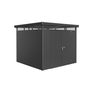 Biohort Metalen Tuinhuis Highline - Donkergrijs Metallic - 275x275cm - Dubbele Deur
