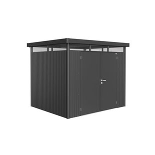 Biohort Metalen Tuinhuis Highline - Donkergrijs Metallic - 275x235cm - Dubbele Deur