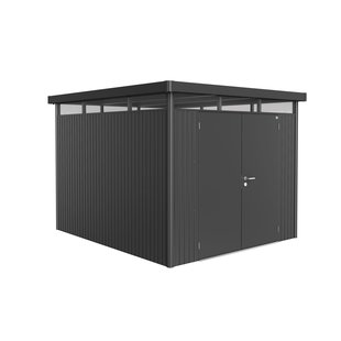 Biohort Metalen Tuinhuis Highline - Donkergrijs Metallic - 275x315cm - Dubbele Deur