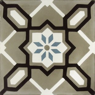 Vintage Tegel Kashba - Blauw Grijs - Bloemdecor - 20x20 Cm - 0,52 M²