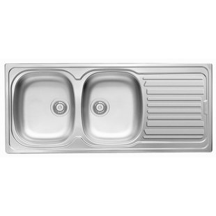 Spoelbak Auror 2 Bakken 116x50cm Met Afdruiprek Rvs