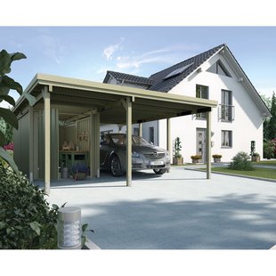 Weka Carport 607 Gr.2 Bruin Met Berging 478x579cm
