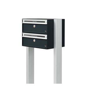 Allux Collectieve Brievenbus Pc2 2 Stuks Met Stalen Onderstel Zwart
