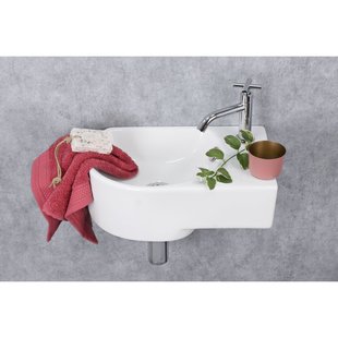 Fonteinset (rechts) Apollo Keramiek Wasbak Wit 41 X 27 X 14 Cm