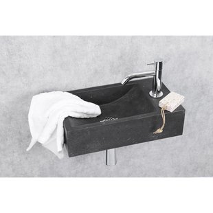 Fonteinset Parta Bombai Black Natuursteen Wasbak 40 X 23 X 11 Cm