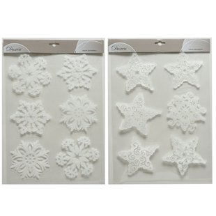 Decoris Raamdecoratie Met Sneeuw - Wit - Pvc - 40cm
