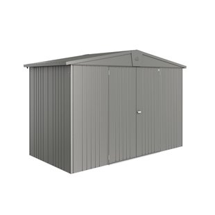 Biohort Metalen Tuinhuis Europa - Kwartsgrijs Metallic - 316x156cm - Dubbele Deur