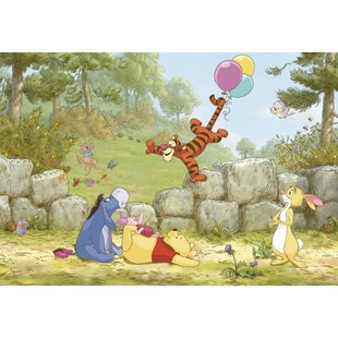 Winnie Pooh Fotobehang Ballooning - Meerkleurig - 2,54m X 368cm