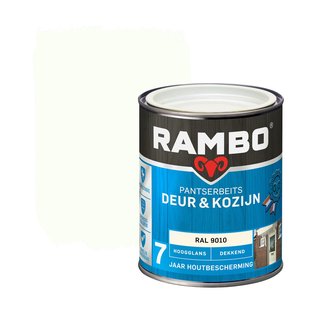 Rambo Pantserbeits Deur En Kozijn Dekkend Hoogglans Ral 9010 Zuiverwit 0,75l