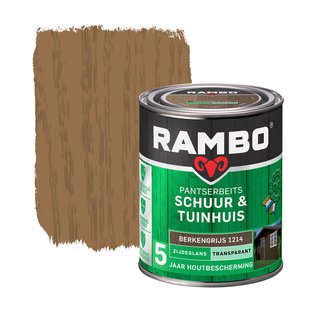 Rambo Pantserbeits Schuur & Tuinhuis Transparant Zijdeglans 1214 Berkengrijs 0,75 Ltr