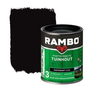 Rambo Pantserbeits Tuinhout Dekkend Zijdeglans 1123 Diepzwart 0,75 Ltr