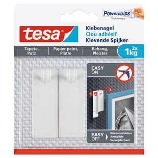 Tesa Powerstrips Klevende Spijker 77773 Voor Behang En Pleisterwerk 1kg 2 Stuks