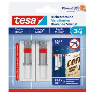 Tesa Powerstrips 77765 Verstelbare Zelfklevende Schroef Voor Tegels En Metaal 3 Kg 2 Stuks