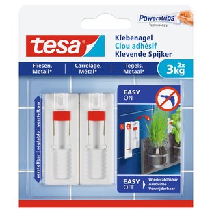 Tesa Powerstrips Verstelbare Klevende Spijker 77764 Voor Tegels En Metaal 3kg 2 Stuks