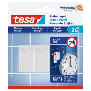 Tesa Powerstrips Klevende Spijker 77762 Voor Tegels En Metaal 2kg 2 Stuks