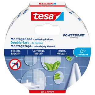 Tesa Montageband Powerbond - Waterdicht - Transparant - 5m X 19mm