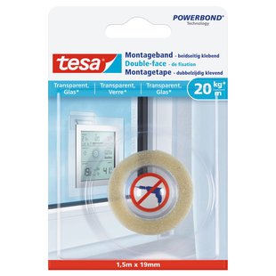 Tesa Montageband Powerbond - Transparant - 1,5m X 19mm