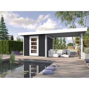 Weka Tuinhuis Met Overkapping 172 Type B Gr1 Antraciet 210x500cm