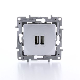 Legrand Dubbel Stopcontact Niloé Usb-lader 2 Ingangen Grijs