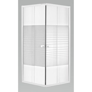 Baseline - Douche Hoekinstap 77-89 X 185cm - Wit Profiel - 4 Mm Gestreept Glasmotief